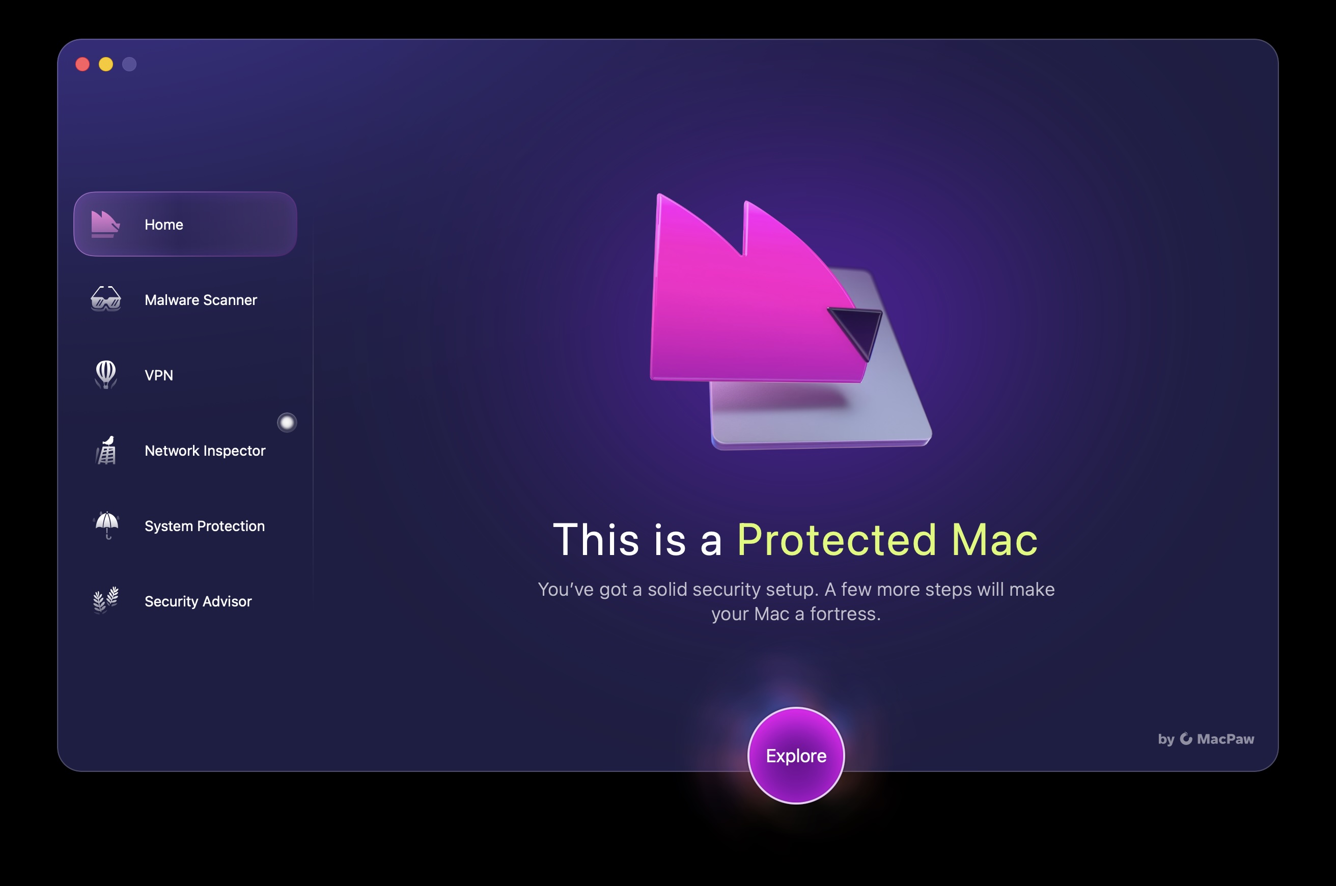 A screenshot of the MacPaw Moonlock dashboard