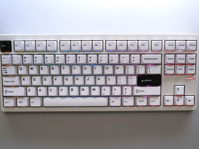 Overhead view of Mchose GX87 Ultra a white mechanical keyboard